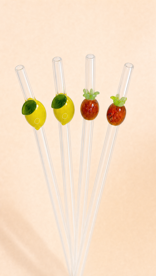 Pineapple & Lemon straw set of four