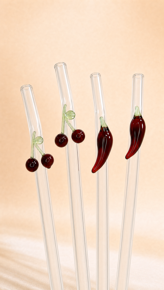 Cherry & Chili straw set of four
