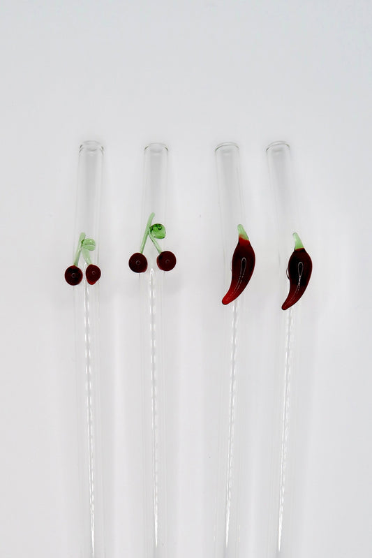 Cherry & Chili straw set of four