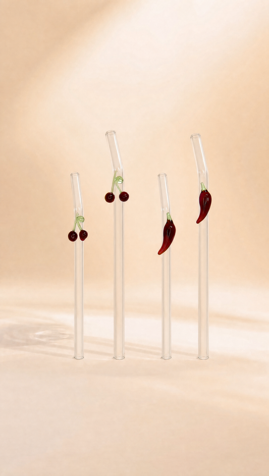 Cherry & Chili straw set of four