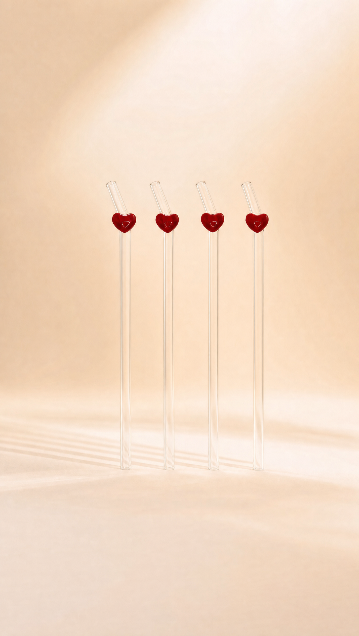 Heart straw set of four