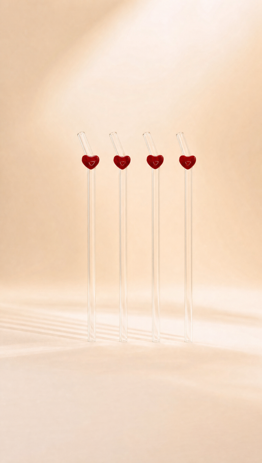 Heart straw set of four