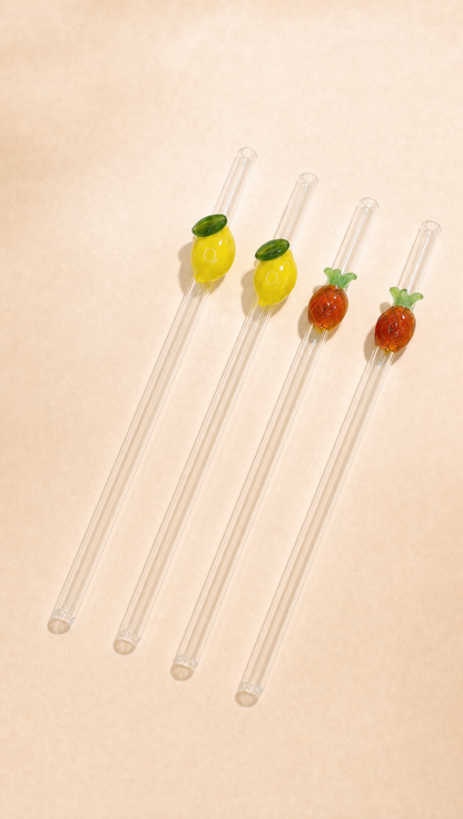 Pineapple & Lemon straw set of four