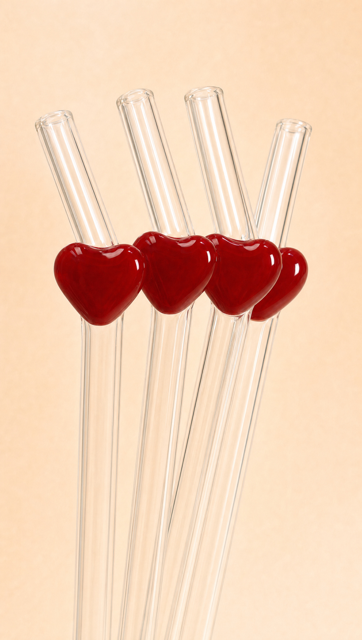Heart straw set of four