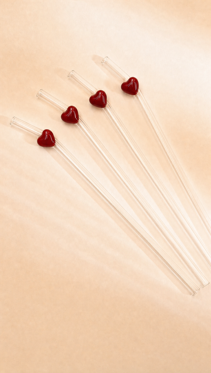 Heart straw set of four