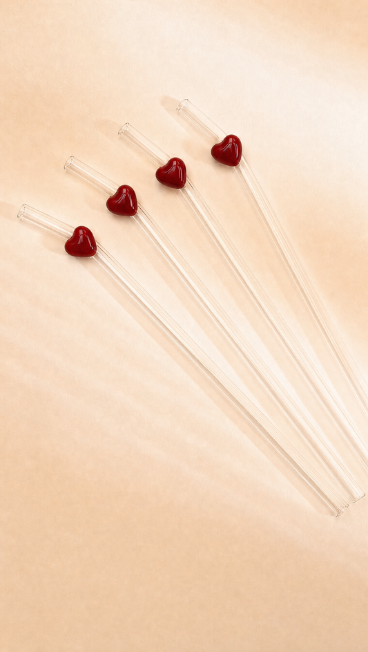 Heart straw set of four