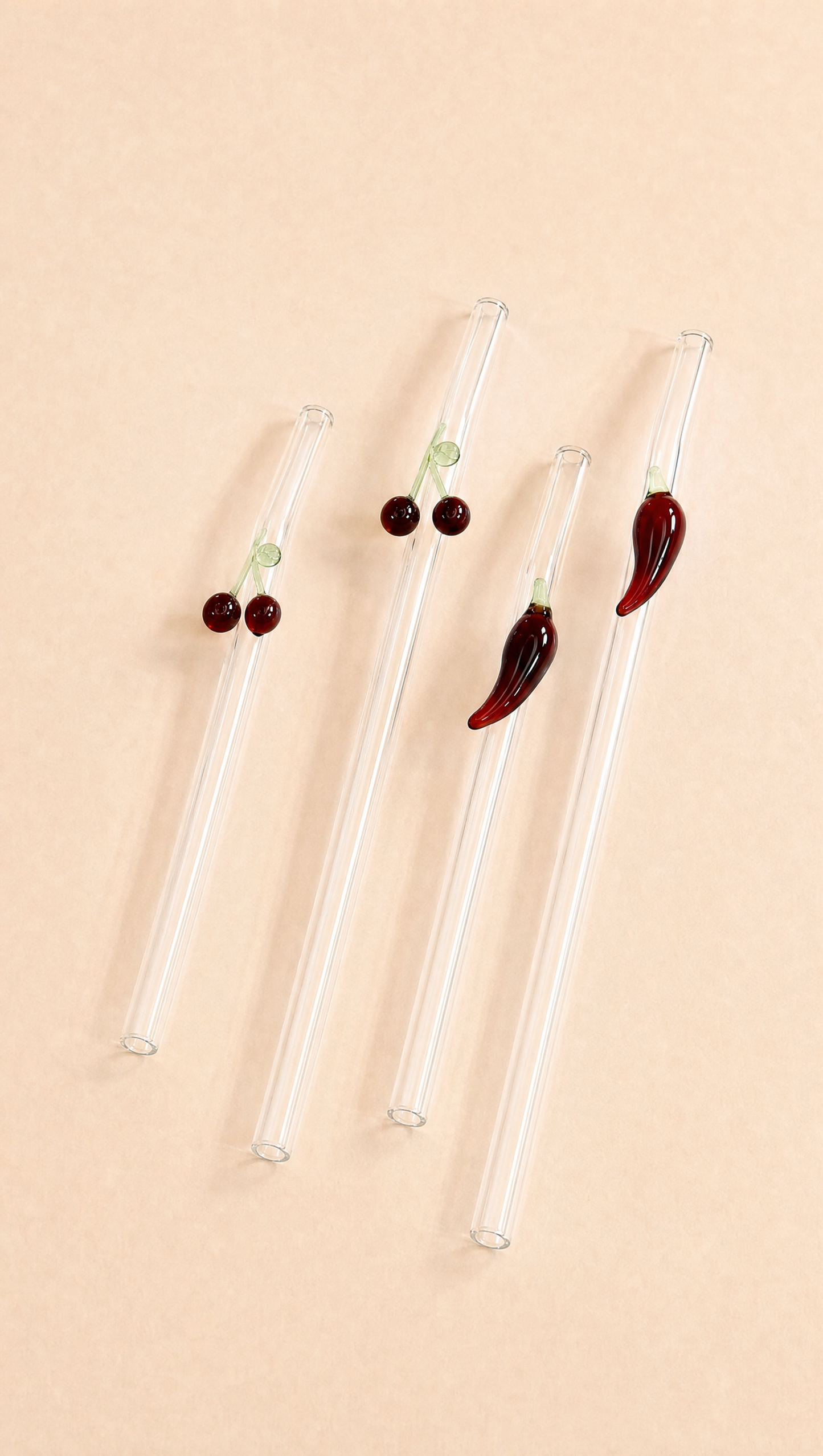 Cherry & Chili straw set of four