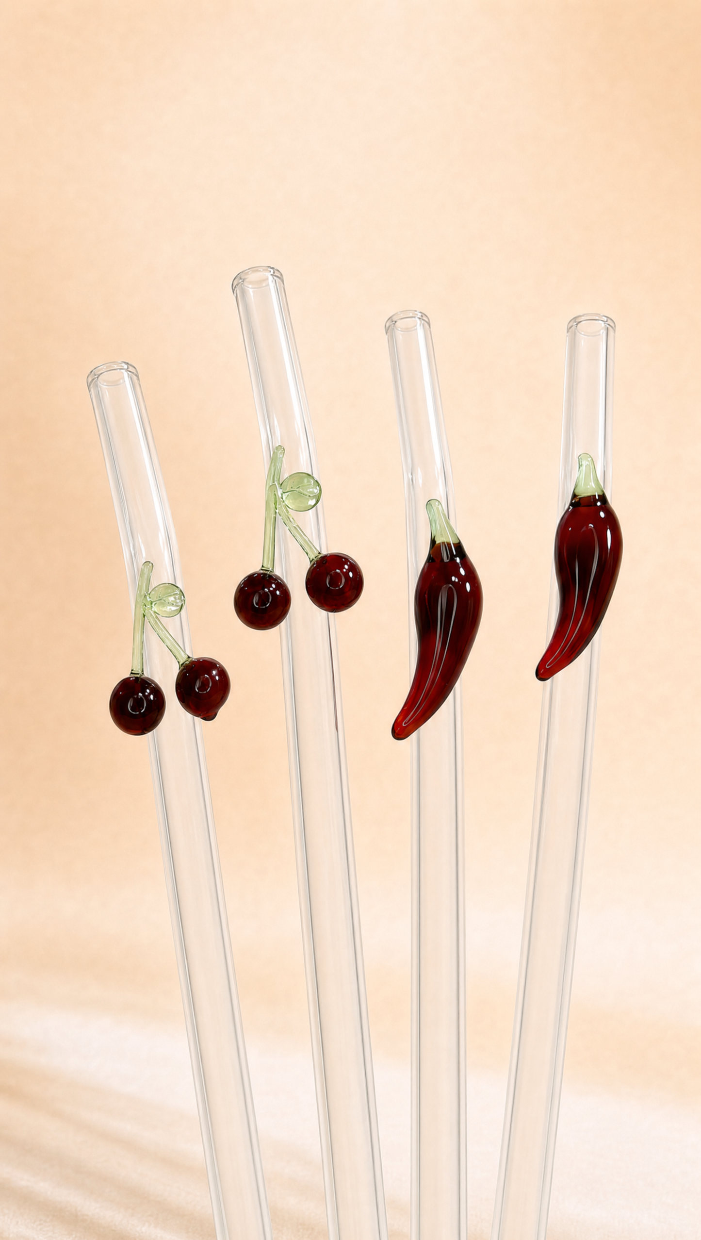 Cherry & Chili straw set of four